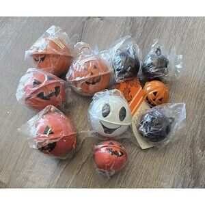10 Vtg Halloween Bell Ornament Lot Cats Ghost Jack O Lantern Pumpkins